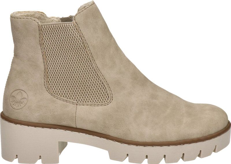 Rieker - X5772 - Enkellaarzen - Beige - Synthetisch - Blok Hak