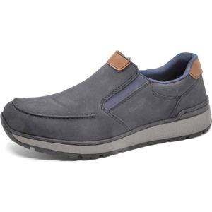 Mocassins - Donkerblauw/Bruin - Textiel - Stretchinzet