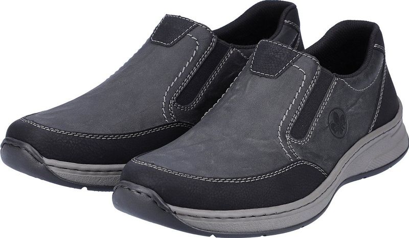 Rieker - Veterschoenen - Zwart - Leer - Antislip Zool