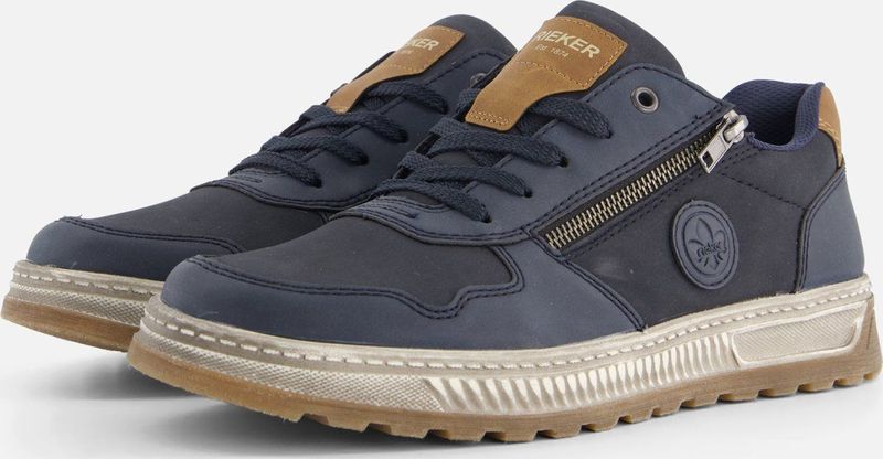 Rieker Sneakers - Blauw - Synthetisch - Rits- en Vetersluiting