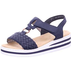 Rieker - V0268 - Damessandalen - Blauw - Synthetisch - Sleehak