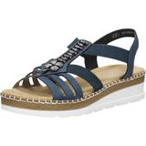 Rieker - Dames - Sandalen - Blauw Donker - Nubuck - Plateauzool