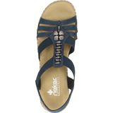 Rieker - Dames - Sandalen - Blauw Donker - Nubuck - Plateauzool