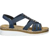 Rieker - Dames - Sandalen - Blauw Donker - Nubuck - Plateauzool