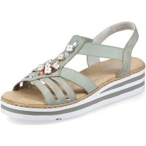 Rieker - V0245 - Damessandalen - Groen - Klittenbandsluiting - Comfortabel