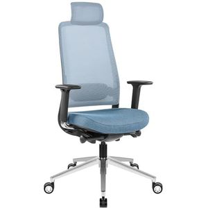 Weber Büro FILO-A 2.0 Ergonomische bureaustoel met hoofdsteun, lendenwervel-lendensteun, netrug, 4D-armleuningen, blauw