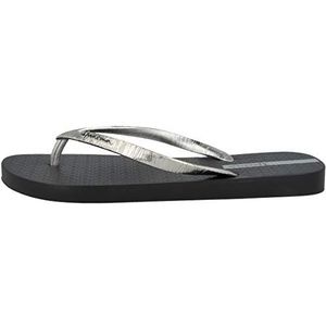 Ipanema Glam II Thong Fem Teenslippers voor dames, Zwart Metallic Zilver 82870 9266, 35 EU