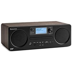 auna Worldwide CD - internetradio, met Bluetooth, DAB/DAB +, MP3-compatibele USB-poort, met CD-speler, Spotify Connect, AUX, app-bediening, multiroom-functie, timer, walnoot