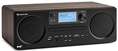 auna Worldwide CD - internetradio, met Bluetooth, DAB/DAB +, MP3-compatibele USB-poort, met CD-speler, Spotify Connect, AUX, app-bediening, multiroom-functie, timer, walnoot