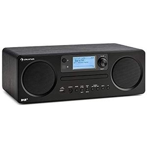 auna Worldwide CD - internetradio met Bluetooth, DAB/DAB + radio, MP3-compatibele USB-poort, met CD-speler, Spotify Connect, AUX, app-bediening, timer, zwart