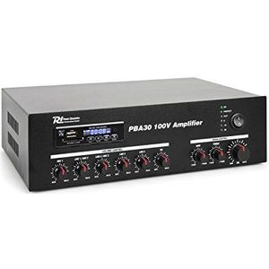 Power Dynamics PBA120 100 V PA-versterker 120 watt USB- en SD-ingangen geschikt voor MP3 equalizer Bluetooth-functie voor audiostreaming 3 microfooningangen en 2 line-stereo-afstandsbediening Power Dynamics PBA 30