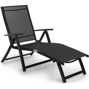 Blumfeldt Pomporto Lounge ligstoel ligstoel tuinligstoel (bedoppervlak: 173,5 x 51 cm, in hoogte verstelbare rugleuning in 7 treden, waterafstotend bedoppervlak, ComfortMesh, opvouwbaar) antraciet