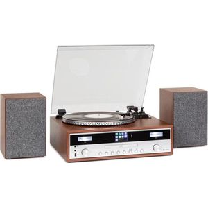 Auna Birmingham HiFi Stereo Set - DAB+/FM - BT Functie - Vinyl - CD - USB - Aux-in - Hout - Teak