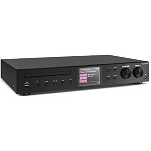 auna iTuner Internet radio met DAB+, hifi-ontvanger, internetradio met cd-speler, FM-radio, digitale hifi-tuner, stereo, WLAN, Spotify, UNDOK-app, USB, kleurendisplay, zwart