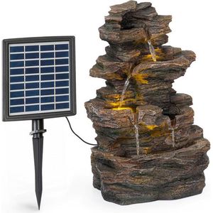 Blumfeldt Messina cascade fontein op zonne-energie tuinfontein sierfontein, op zonne-energie, 4 traptreden, binnen & buiten, zonnepaneel: 9 V / 2,8 W / 17,5 x 14 cm, vorstbestendig