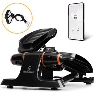 Capital Sports Galaxy Step - Mini Stepper, Maximaal Draagvermogen: 110 Kg, Premium Treden, Multifunctionele Computer met Lcd-Scherm, Incl. Power Touwen, Hydraulisch Schokabsorberend Systeem, Oranje