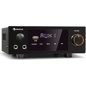 Auna Amp-2 Dg Stereo Hifi versterker - 2X50W - RMS Bt/Usb Opt.& Coax Digital-In - Zwart