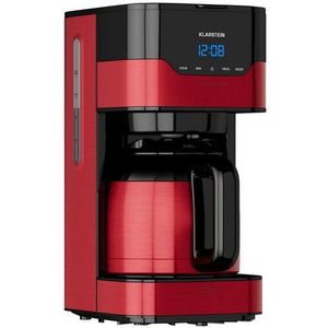 Klarstein Arabica koffiezetapparaat - Filter koffiemachine - Met thermoskan - Voor gemalen koffie - Met EasyTouch Control - Watertank 1,2 liter - 12 kopjes - Rood