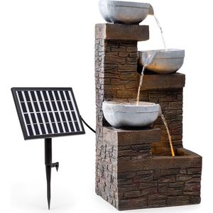 Blumfeldt Fez solar fontein tuinfontein sierfontein decoratieve fontein, solar werking, LED verlichting, 34 x 76 x 36 cm (BxHxD), materiaal: polyresin, 3 cascade niveaus, voor binnen en buiten