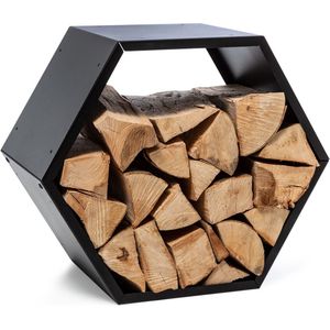 Firebowl Hexawood Black houtopslag hexagonale vorm 50,2x58x32cm