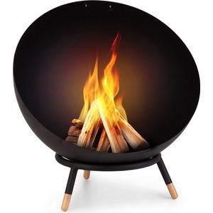 Blumfeldt Vuurschaal voor buiten, draagbare grillplaat met barbecuerooster, vonkbescherming en stalen kom, vuurschaal met vuurplaats voor camping, houtbrander, 66 x 66 cm
