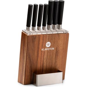 Kitano 8-delig Messenset met blok 7 messen staal edel houten blok