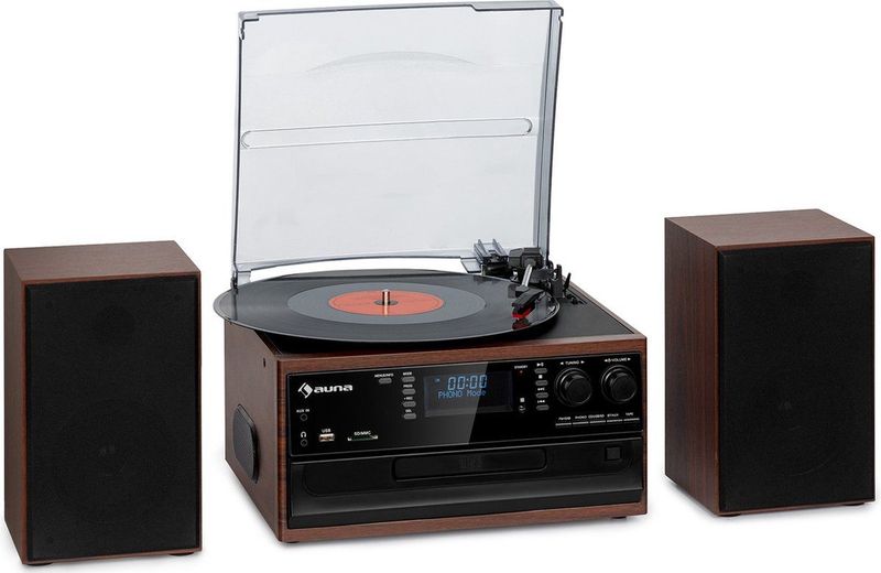 Auna - Oakland DAB Plus - Retro Stereoinstallatie - DAB+/FM - Inclusief Luidsprekers