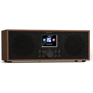auna Silver Star stereo internetradio met DAB+ / FM, WLAN-radio, webradio met Bluetooth, 2 x 8 watt RMS, USB, app control, AUX, alarmfunctie, incl. afstandsbediening, hout