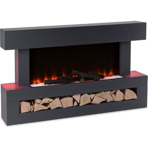 Klarstein - Studio Light & Fire 3 Smart - Elektrische Haard - Donkergrijs - Verwarmingsfunctie 1000/2000W - Wifi-Bediening