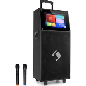 Ktv M Karaokesysteem - 12,1"" (30,5 Cm) Touch Display - Wifi - 2 Uhf Microfoons - Bluetooth - USB Poort - Sd & Micro-Sd - HDMI - Aux - 10"" (25,5 Cm) Subwoofer - 3"" (7,5 Cm) Tweeter - 12 V/4.5 Mah Accu - Zwart