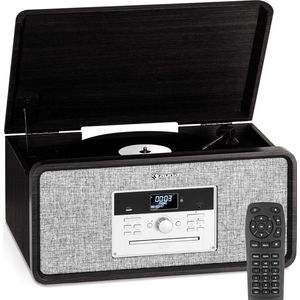 Auna Bella Ann - Stereo-Installatie - Zwart - Platenspeler - DAB+/FM Radio - Bluetooth - Cd Speler