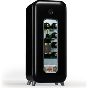 Klarstein Shirley 15 Uno Wijnkoelkast - 15 Flessen - 5 - 20 °C - Touch - Retro - Zwart