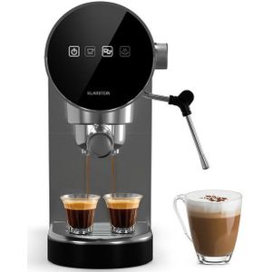 Furore Espressomaschine Edelstahl kompakt 20 bar Digitaldisplay 2 Tassen Silber