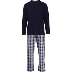 bugatti - Genua - Pyjama - Blauw/Donker Geruit - 2-delig - Lange Mouw - Lange Broek