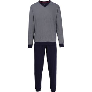 Pyjama - Blauw/Donker - V-hals - Lange Mouwen - Smalle Pasvorm