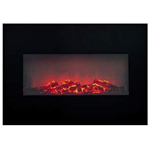 Classic Fire Kachel Memphis - Elektrische open haard wandmodel 1800 W - elektrische open haard met verwarming en open haard led - kunstvuur - 13 x 66 x 46 cm - met afstandsbediening en