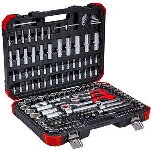 GEDORE red Steckschlüssel-Satz 172 teilig 1/4", 5/16", 3/8" & 1/2" mit Umschaltknarre, Steckschlüssel und Bitsatz mit 3 Ratschen inkl. Zubehör - R45603172
