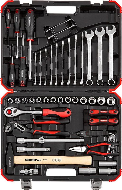 Gedore Red - Gereedschapskoffer - Zilver - Chroom - 61-delig