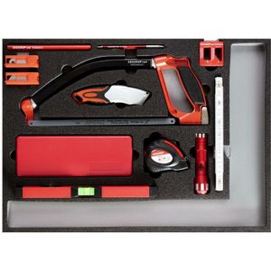 Gedore - Gereedschapsset - Meetgereedschap - Multifunctionele Zaag - Digitale Schuifmaat - Professioneel Afbreekmes - Rolbandmaat - Demagnetiseerblok