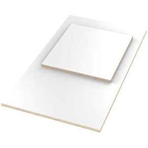 AUPROTEC Tafelblad 18mm wit 1300 mm x 600 mm rechthoekige multiplex plaat melamine gecoat van 40cm-200cm selecteerbaar berkenmultiplex platen massief hout industriële kwaliteit selectie: 130x60 cm