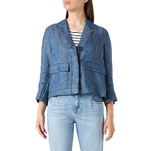 Gerry Weber Dames Blazer 3/4 mouw, Indigo Blue linnen, 44