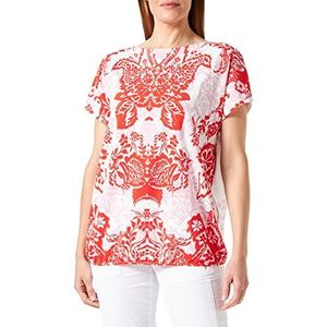 Gerry Weber Dames 170220-35009 T-shirt, ecru/wit/rood/oranje print, 34, ecru/wit/rood/oranje print, 34