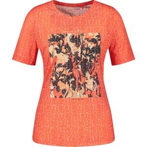 GERRY WEBER Edition Dames 870093-44081 T-shirt, rood/oranje/ecru/wit print, 34, Rood/oranje/cru/wit opdruk, 34