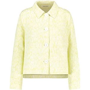 Gerry Weber Blazerjas voor dames, lange mouwen, met split blazer met lange mouwen, gevoerde blazerjas met patroon, Ecru limepatroon, 34