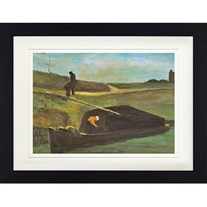 1art1 Vincent Van Gogh Poster Peat Boat With Two Figures, 1883 Ingelijste Foto Met Passepartout | Muur Foto's | In Een Fotolijstje 40x30 cm
