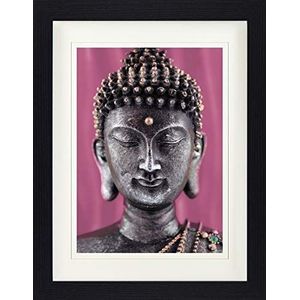 1art1 Boeddhisme Poster Buddha Statue Pink Ingelijste Foto Met Passepartout | Muur Foto's | In Een Fotolijstje 40x30 cm