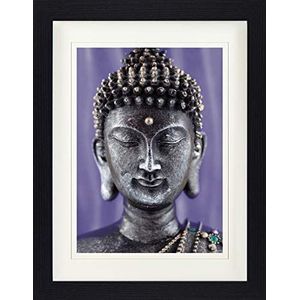 1art1 Boeddhisme Poster Buddha Statue Violet Ingelijste Foto Met Passepartout | Muur Foto's | In Een Fotolijstje 40x30 cm