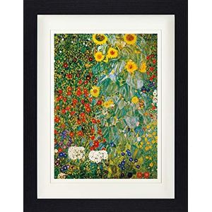 1art1 Gustav Klimt Poster Cottage Garden With Sunflowers, 1905-06 Ingelijste Foto Met Passepartout | Muur Foto's | In Een Fotolijstje 40x30 cm
