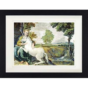 1art1 Domenichino Poster The Maiden And The Unicorn, 1602 Ingelijste Foto Met Passepartout | Muur Foto's | In Een Fotolijstje 40x30 cm