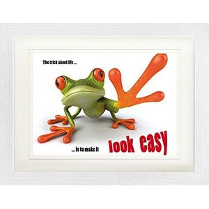 1art1 Kikkers Poster Easy Life, Frog Philosophy Ingelijste Foto Met Passepartout | Muur Foto's | In Een Fotolijstje 40x30 cm
